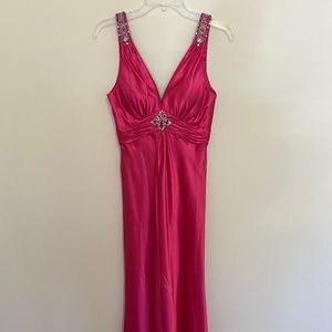 Pink Satin Evening Gown - image 1